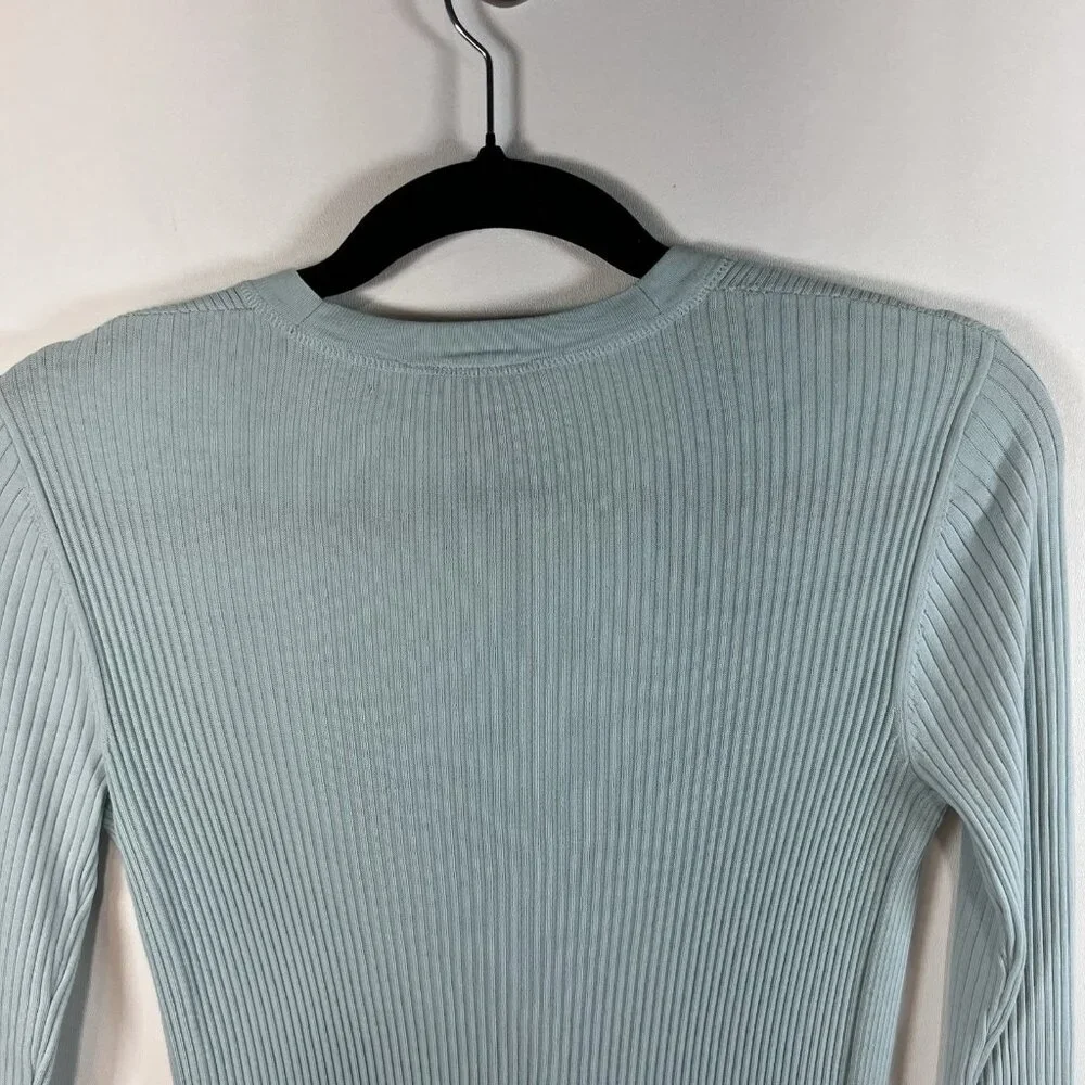 Tory Burch Cotton Long‎ Sleeve Cardigan Gold Button Sweater Sz Small Blue Luxury